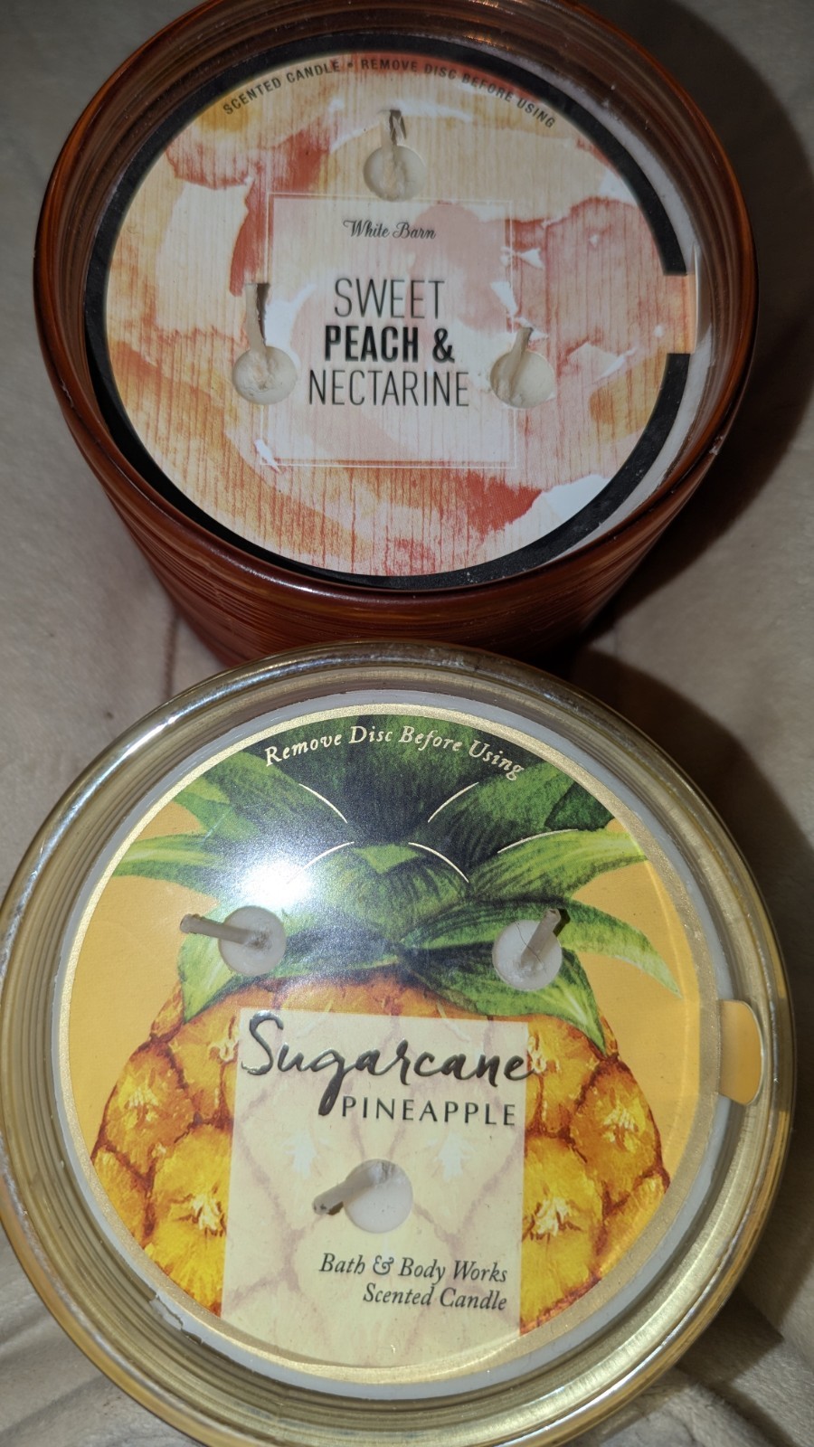 BATH & BODY WORKS WHITE BARN SWEET PEACH NECTAR & SUGARCANE PINEAPPLE - 14.5OZ gallery