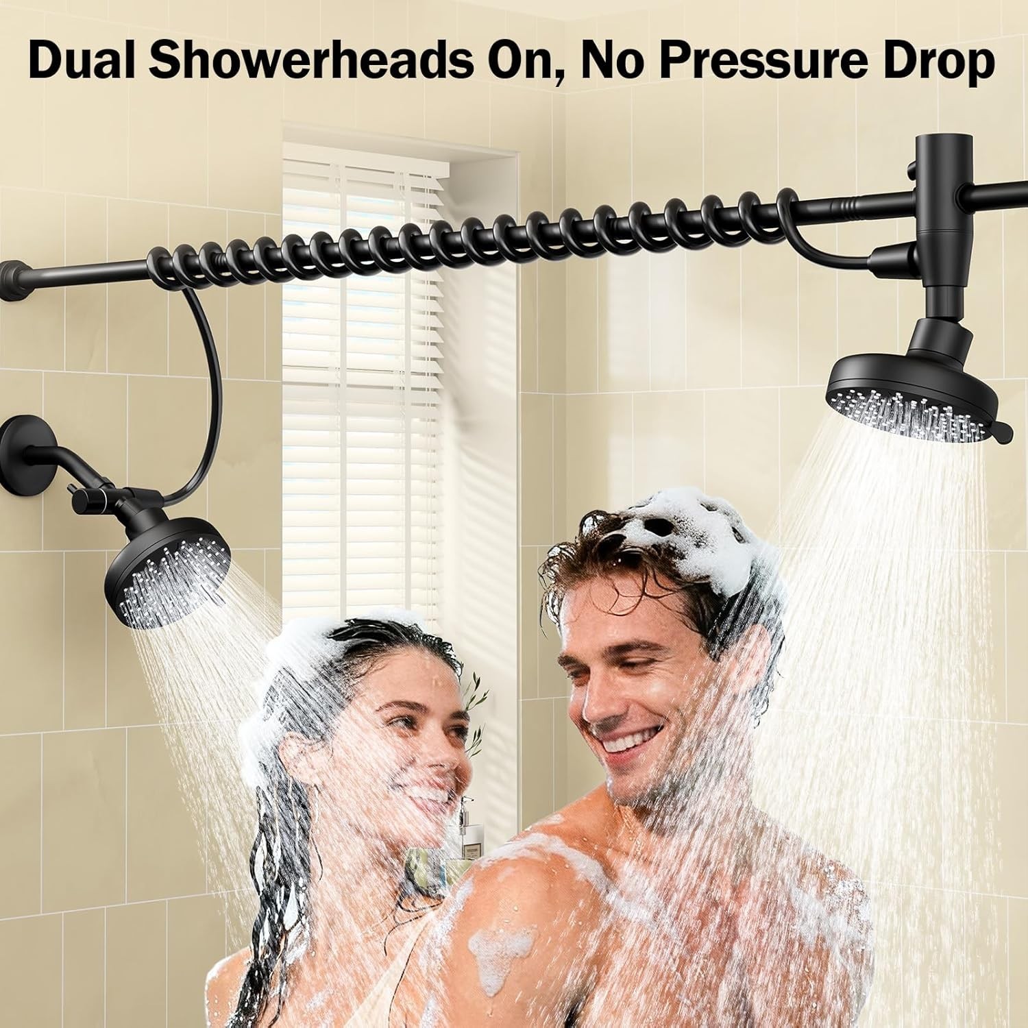 Dual Shower Head with Original Adjustable Slider, High Pressure Double Shower He gallery