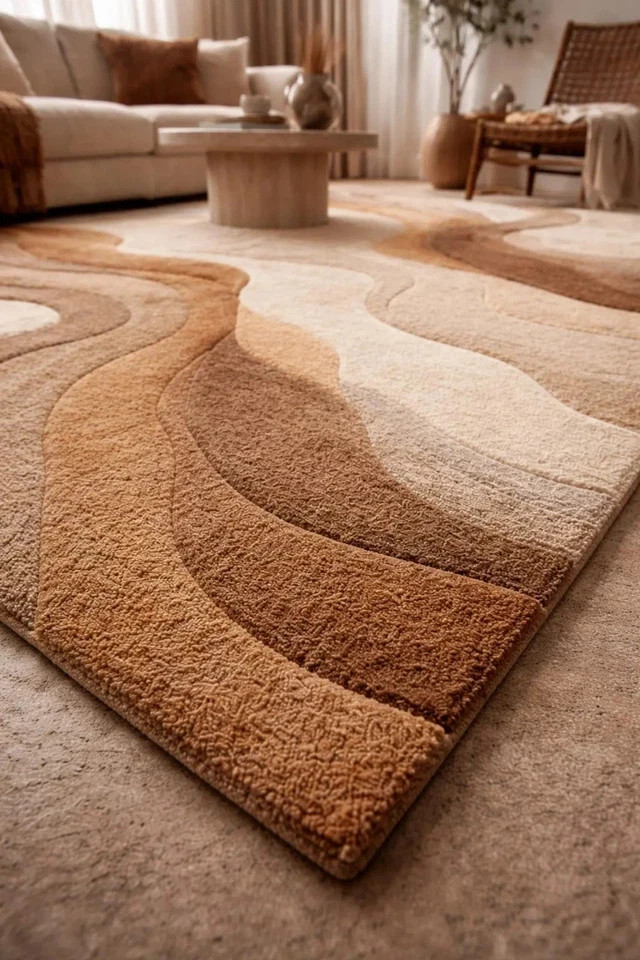 Hand-tufted Wool Rug: Modern Retro Abstract Handmade Living Room Carpet gallery