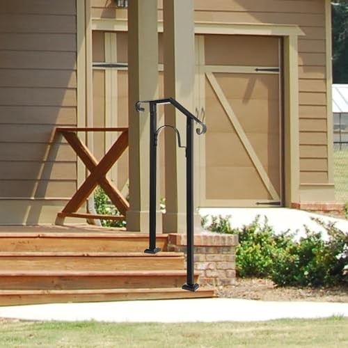 Handrails for Outdoor Steps, Fits 1 to 2 Steps Transitional Hand Rail, Black gallery