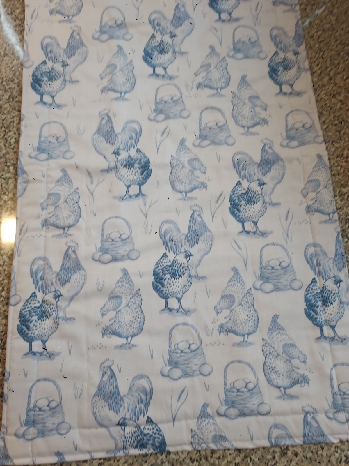 Dish Drying Mat Fabric Fast Drying Navy Blue Chickens 15 x 25 in Handmade gallery