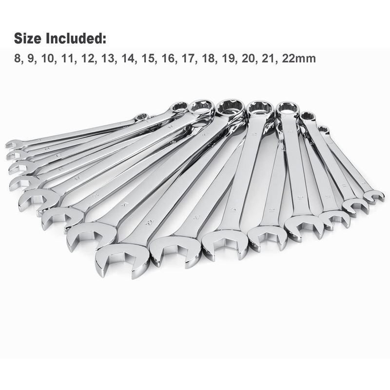 Max Torque 15-Piece Premium Combination Wrench Set, Chrome Vanadium Steel, Long gallery