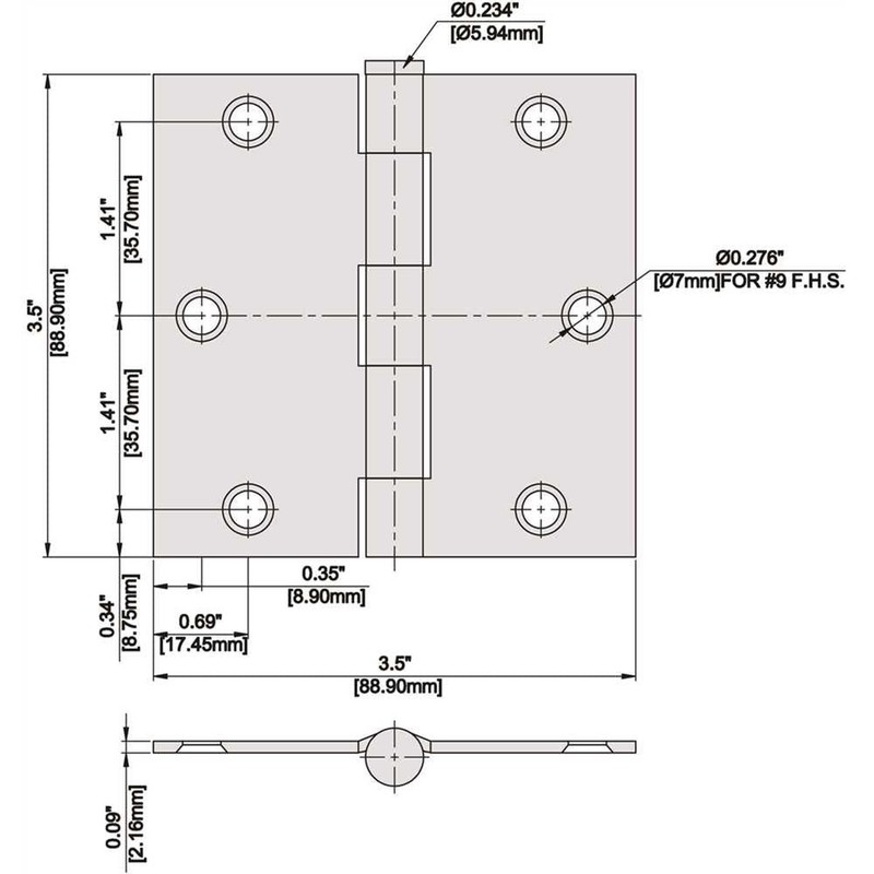 Crown Bolt 3-1/2 in. Hinge Square Corner in Satin Nickel gallery