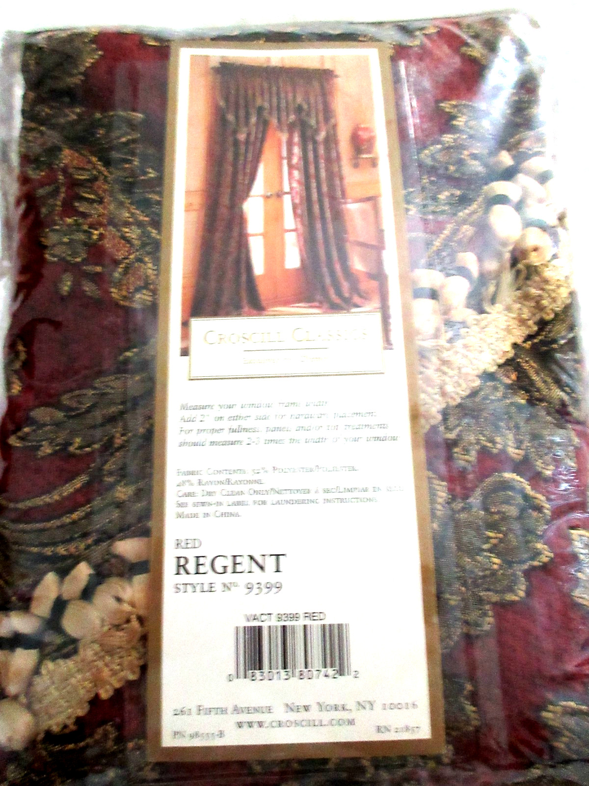 Croscill Red Regent Style # 9399 ASCOT VALANCE 40” W X 27” L ONE gallery