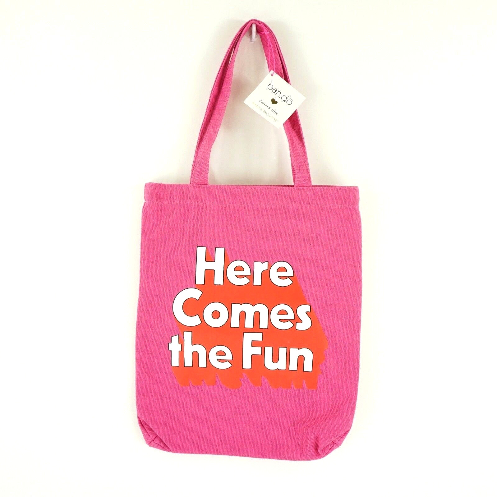 Ban.do Tote Bag "Here Comes The Fun", Pink Canvas, 14" x 11, Bando gallery