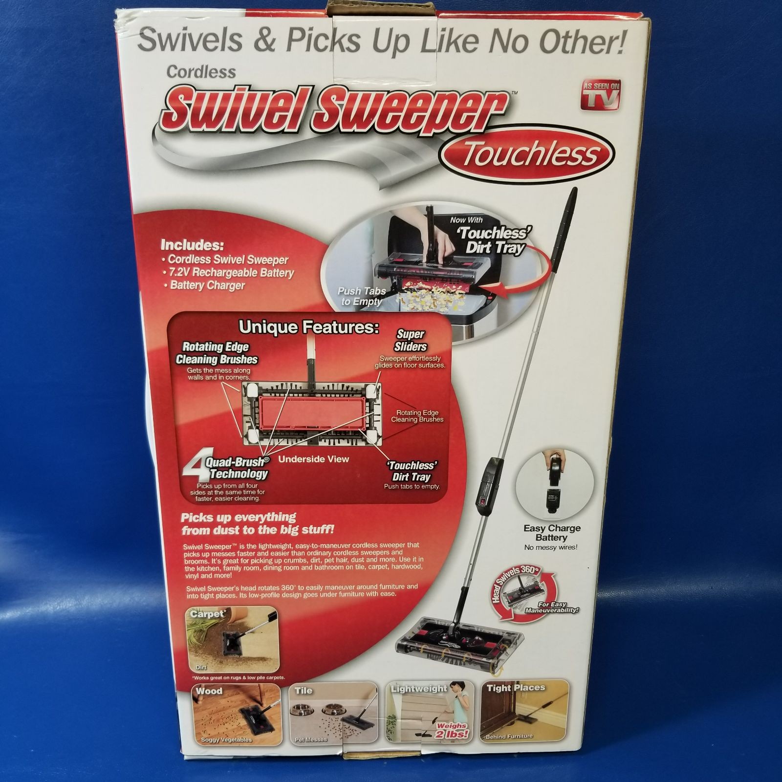Ontel Cordless Swivel Sweeper Touchless Quad-Brush Technology Rechargeable Floor gallery