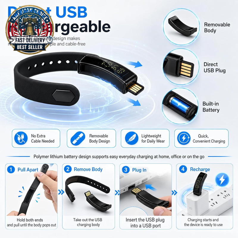 Alarm Clock Smart Watch Bracelets for Mens Digital Heavy Sleepers Vibrating Wris gallery