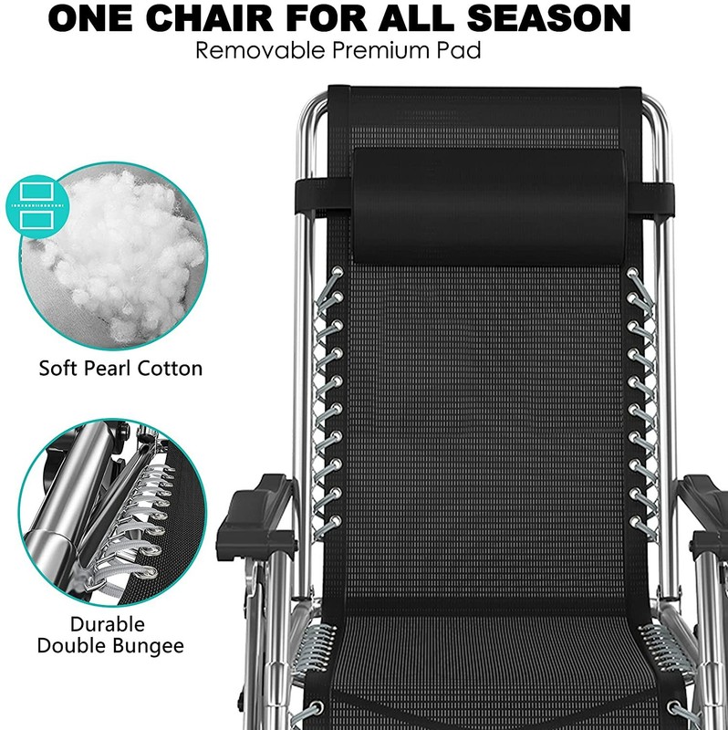 Begonia.K 2Pcs Adjustable Zero Gravity Folding Reclining Lounge Chair & Tray gallery