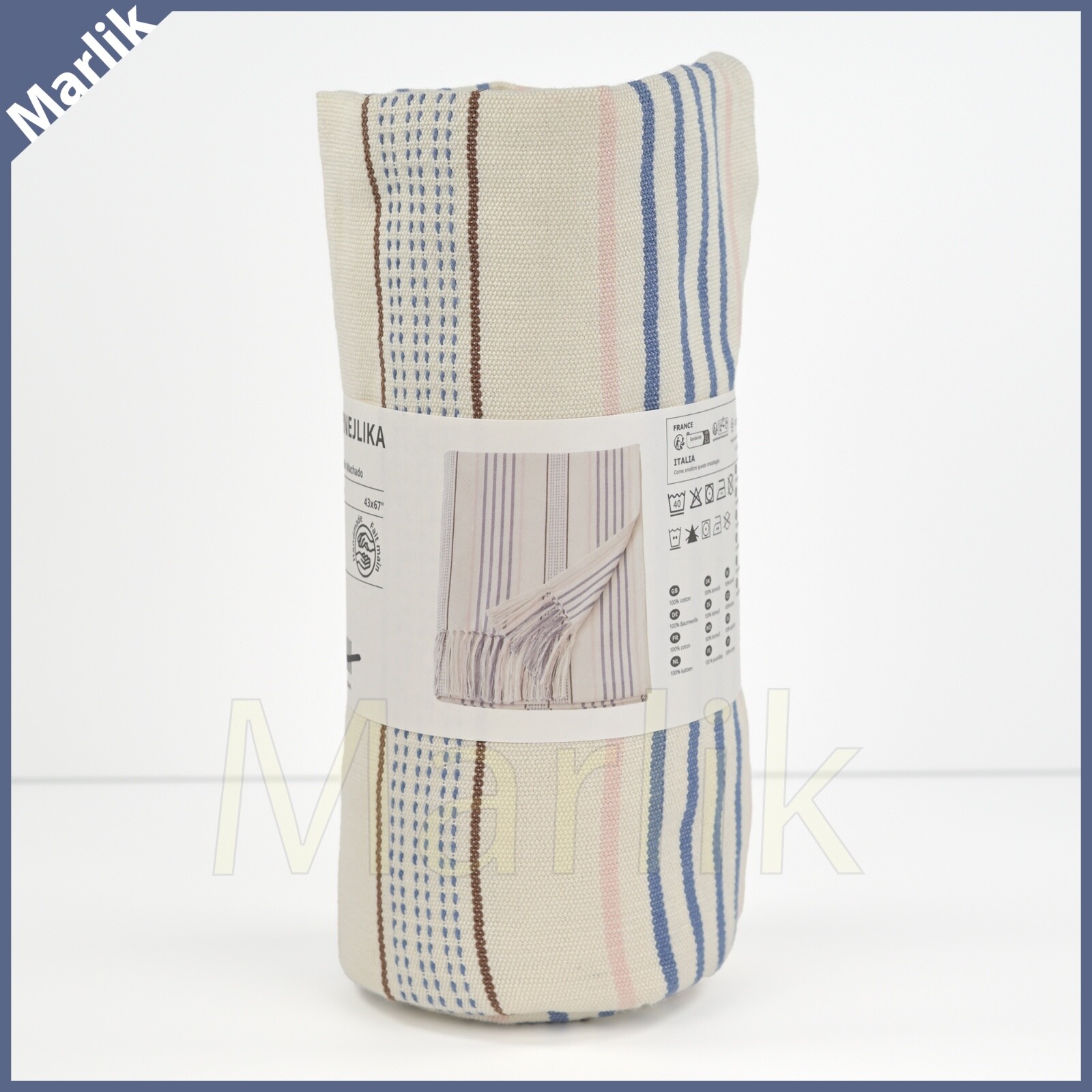 IKEA AKERNEJLIKA Throw, Handmade Multicolor, Cotton 43x67 " ( 110x170 cm ), NEW gallery