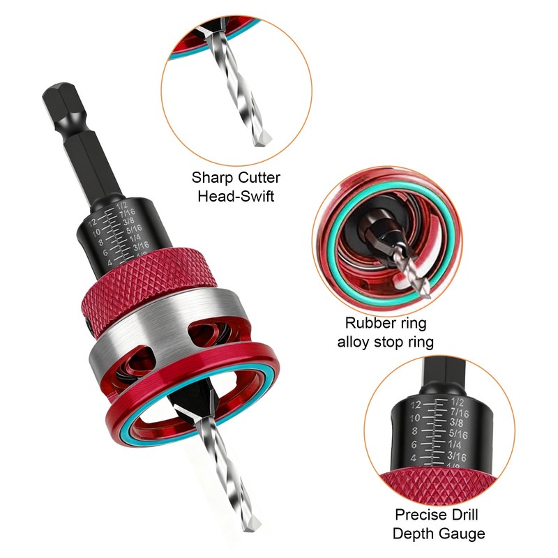 4PCS Countersink Drill Bit Set with Adjustable Depth Stop M2 HSS Woodworking Bit gallery