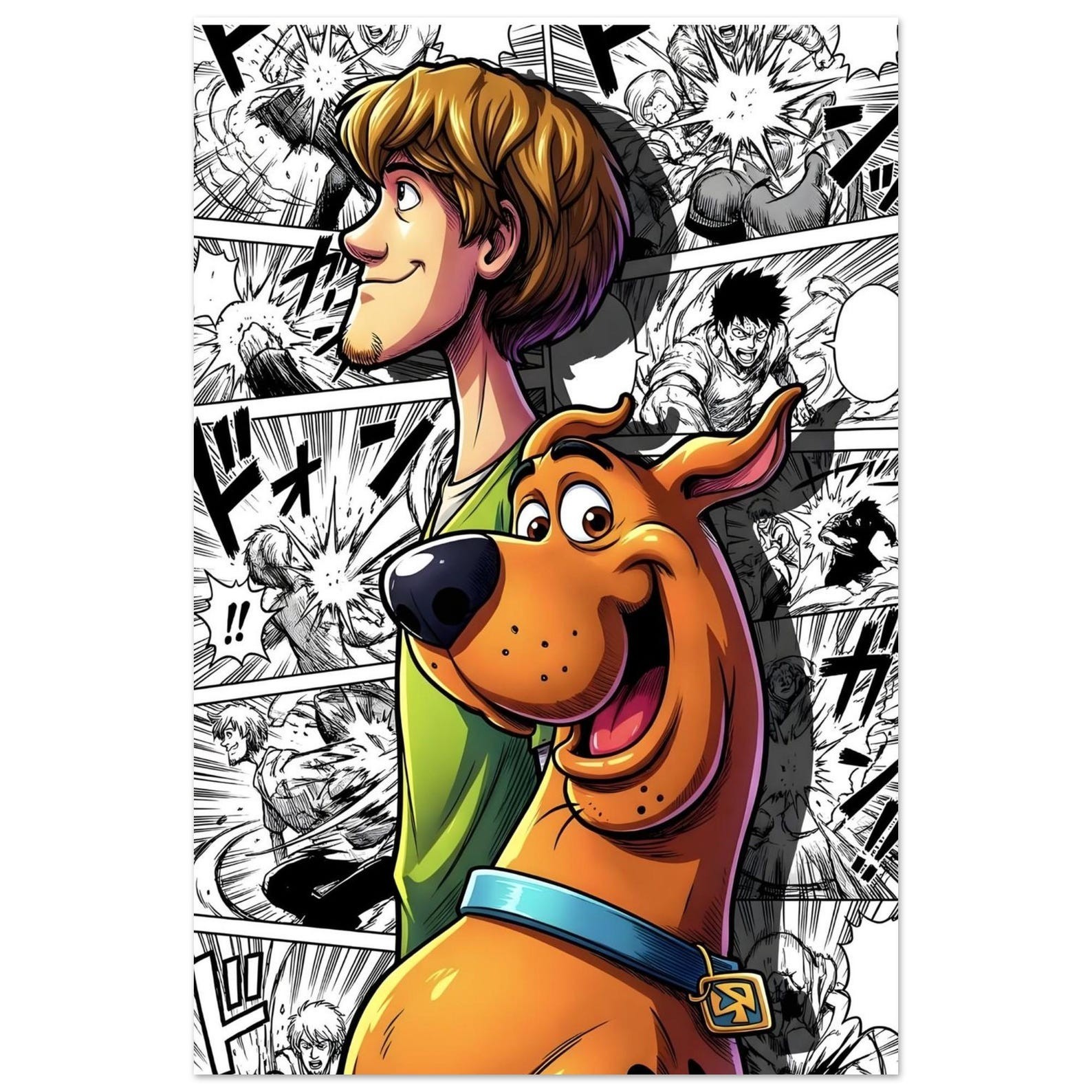 Scooby-Doo Poster, Comic Style Cartoon Wall Art, Retro Animation Print. Unframed gallery