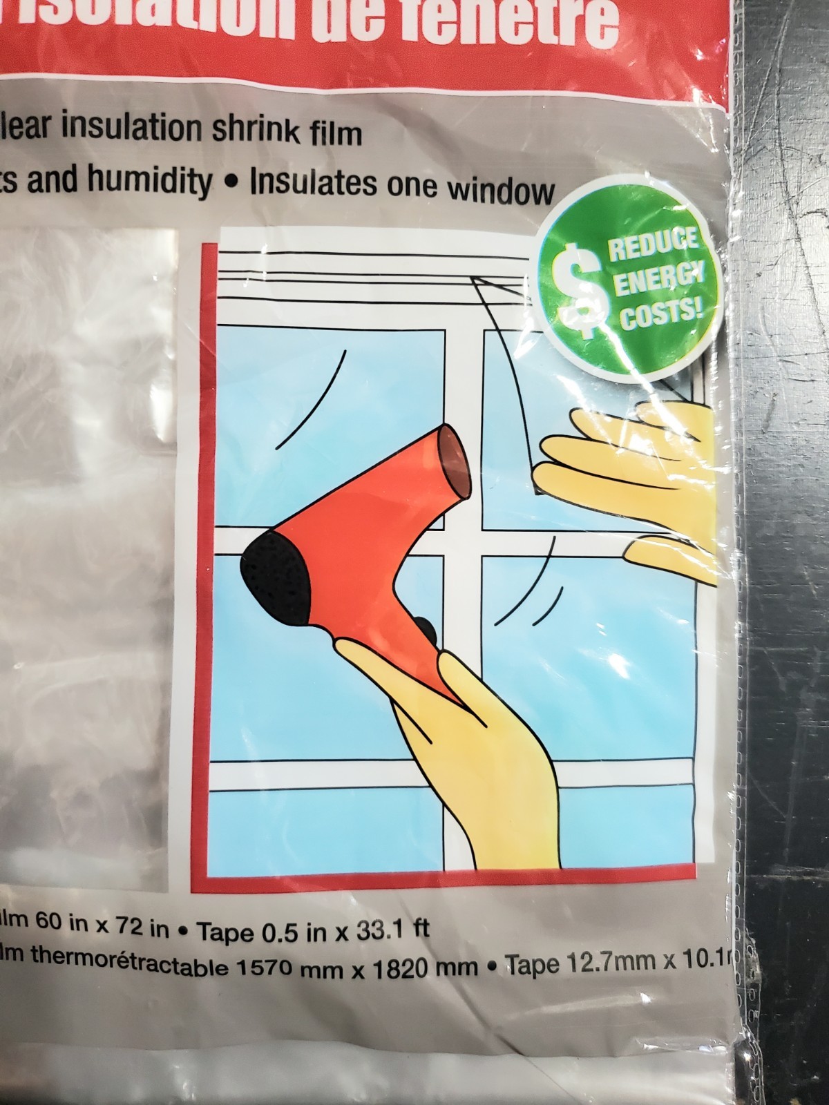 Window Insulation Kit 60 X 72 Inches Shrink Film with Tape New gallery