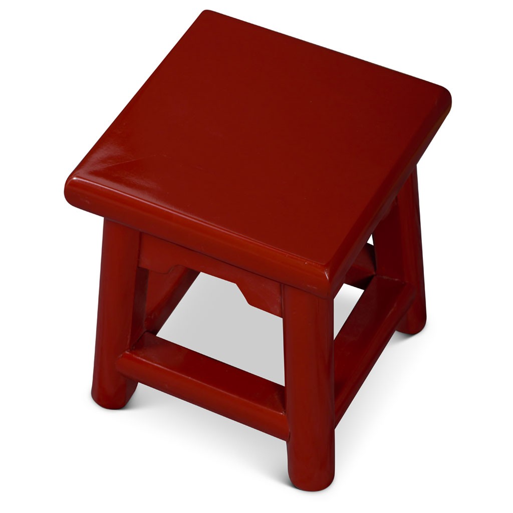 US SELLER - Distressed Red Petite Chinese Village Wooden Bench gallery