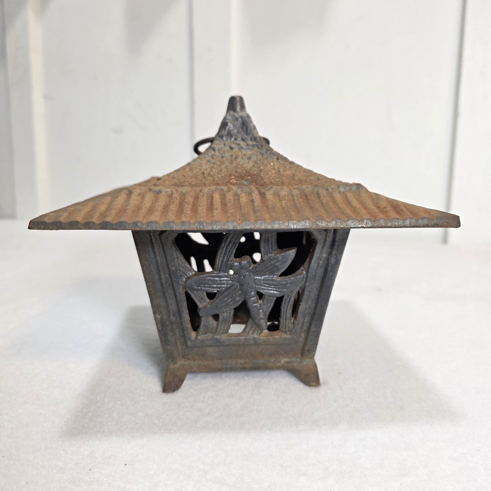 Japanese Cast Iron Dragonfly Footed Pagoda Garden Lantern Vintage Asain Style gallery