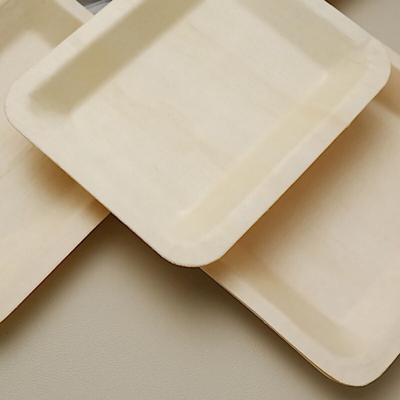 Natural Bamboo 5" x 4" Mini Rectangular Plates Wedding Home Disposable Tableware gallery