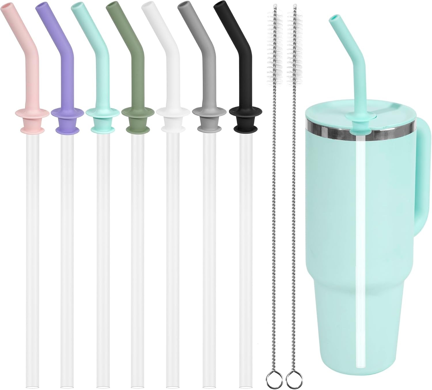 7 PCS Press In Straw Fit Hydroflask Tumbler 20 oz - 40 oz, 7 Colors gallery