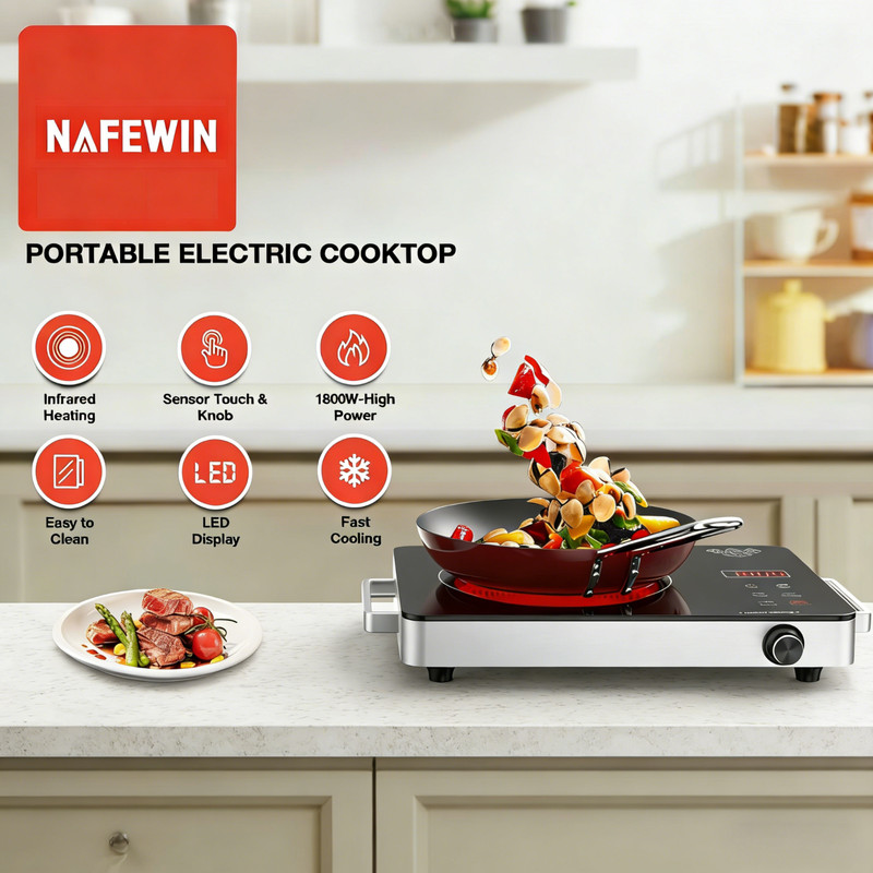 Protable Radiant Cooktop Countertop Single Burner Electric Stove Top 1800W 110V gallery