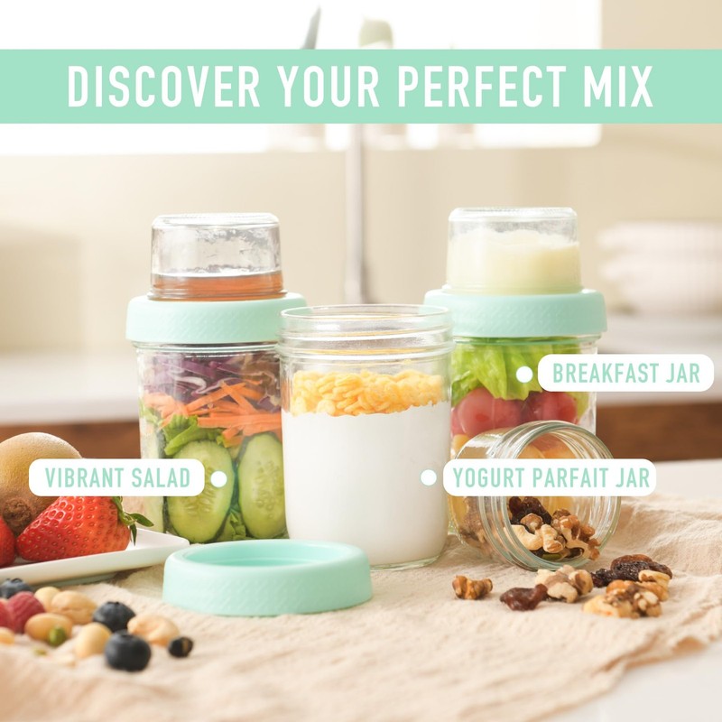 4oz 16 oz Glass Overnight Oats Containers with Lids 4Pack, Yogurt Parfait Cups w gallery