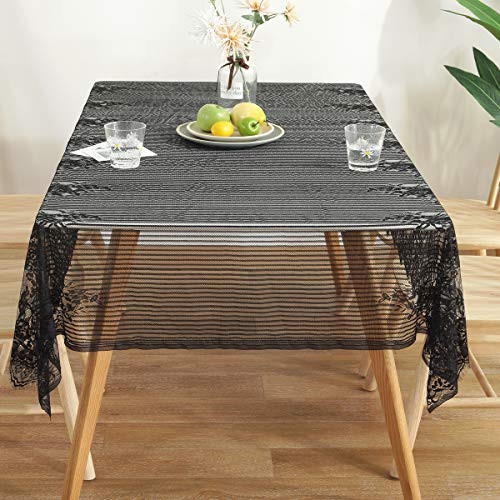 Ultra-Thin and Lightweight Rustic Lace Tablecloth, Black Nordic - Perfect for gallery
