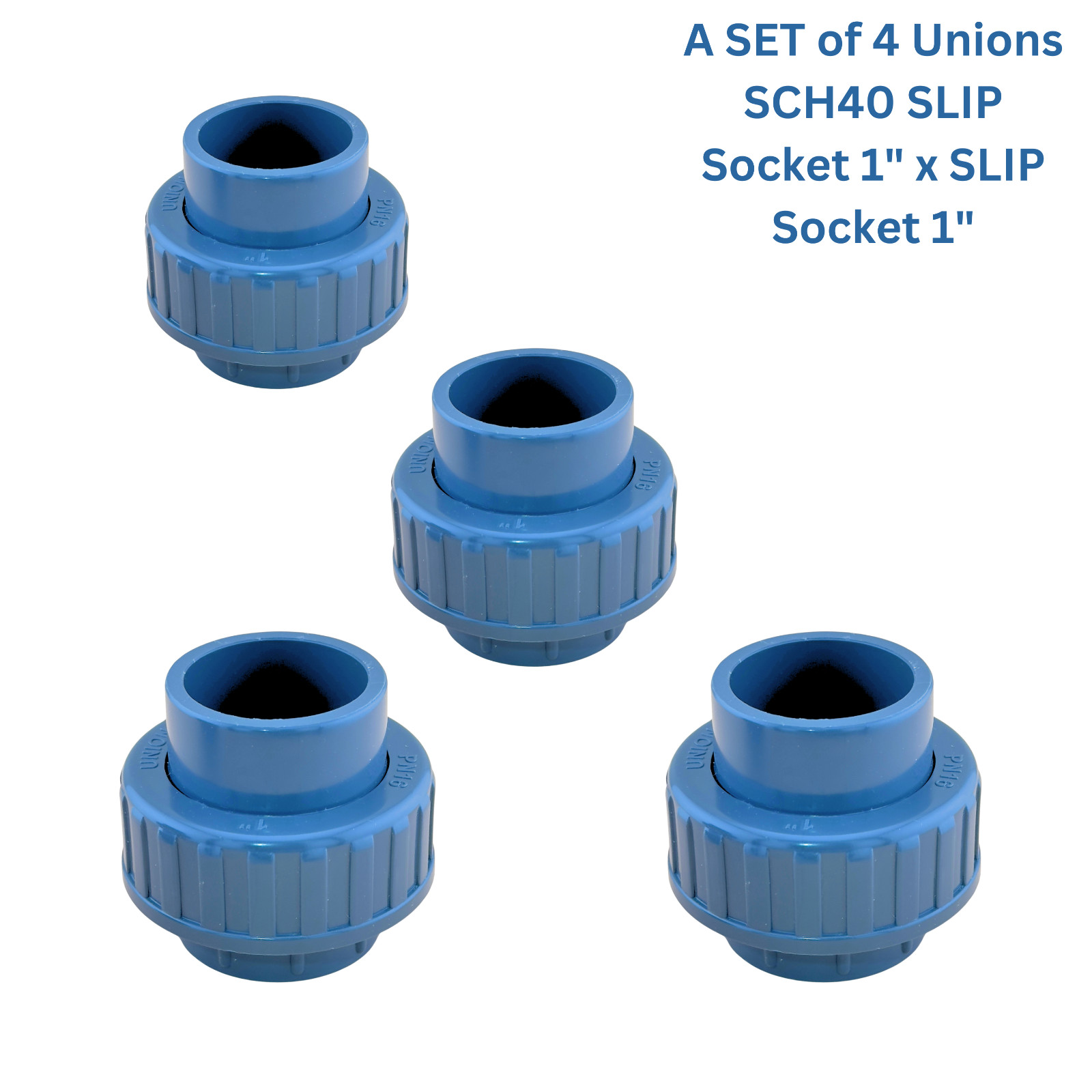 BULK QTY PVC Pipe Fitting UNION Coupling SCH40 (1"x1" SLIP SOCKET); Grey Plastic gallery