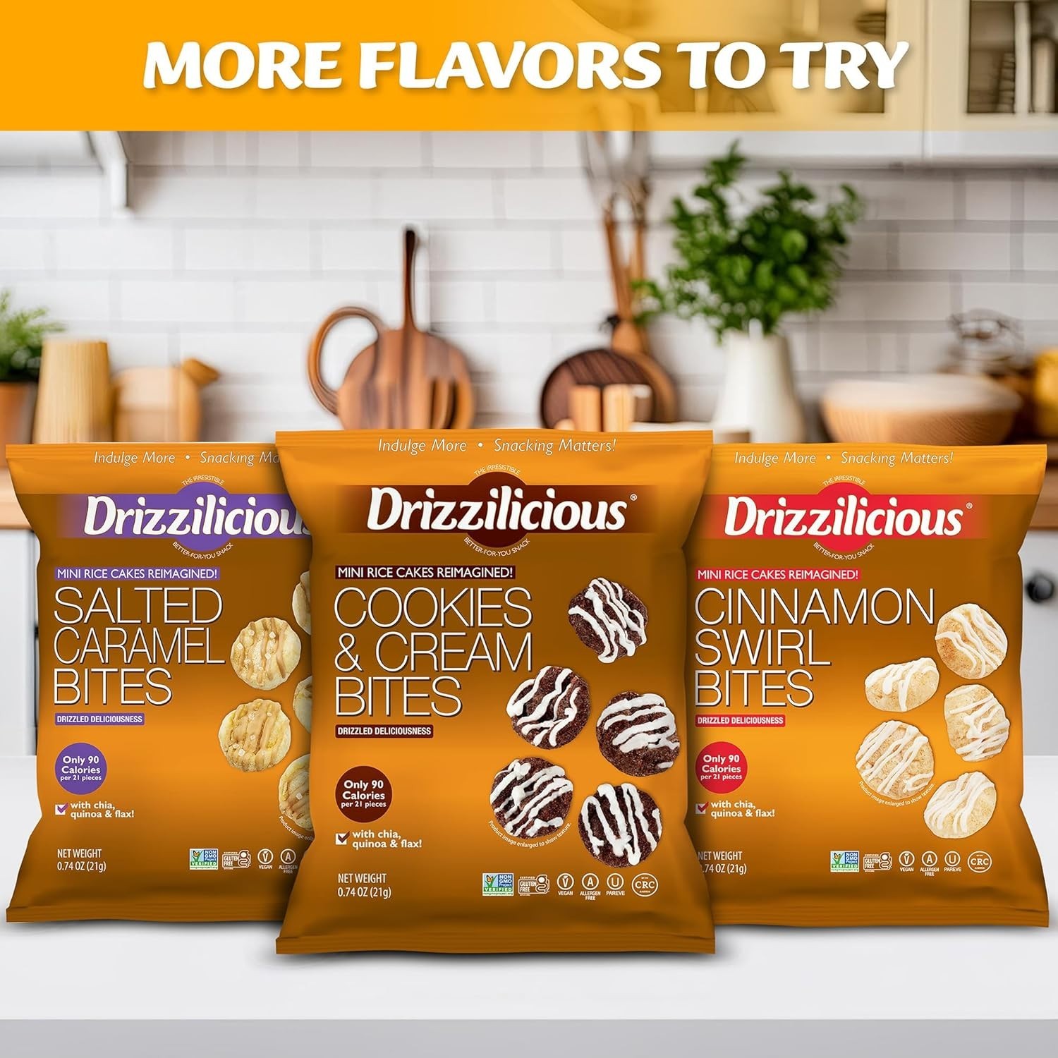 Drizzilicious Variety Pack .74oz 32 count | S'mores, Cinnamon Swirl and Birthday gallery