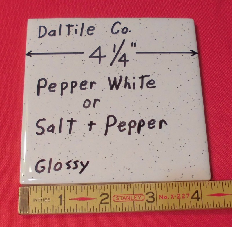 1 pc. Pepper White: Glossy Ceramic Tile: by Daltile 4-1/4" Salt & Pepper, NEW gallery