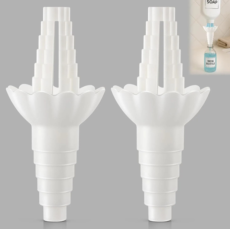 2pcs White Bottle Emptying Transfer Kit Reusable Funnel Adapter Set - NEW gallery