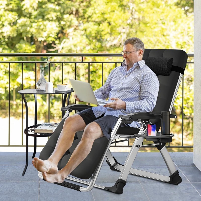 Zero Gravity Chair, Reclining Lounge Chair with Removable Cushion & Tray for ... gallery