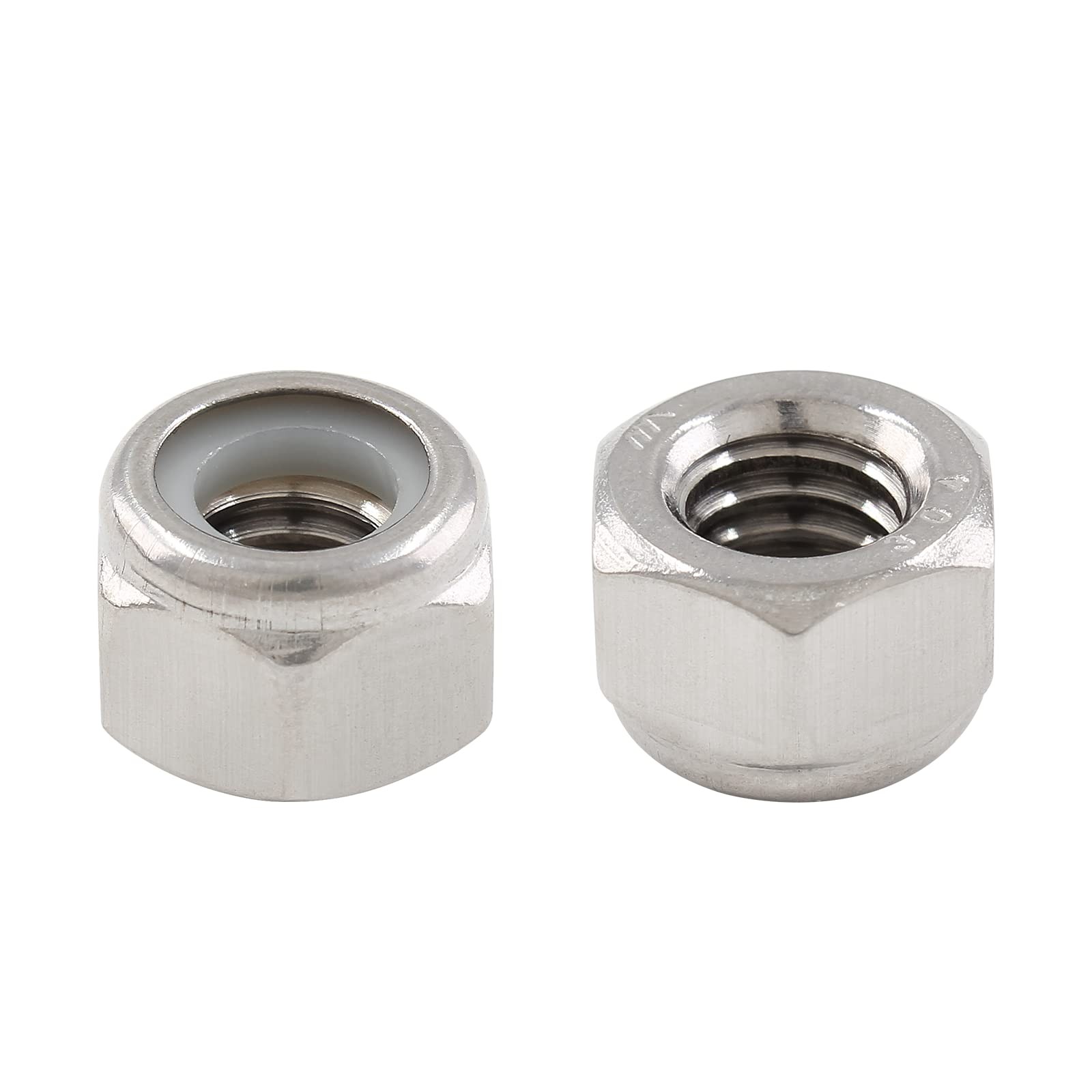BokWin 50PCS 1/4 20 Nylon Insert Hex Lock Nuts 304 1/4-20（50pcs）, Silver gallery