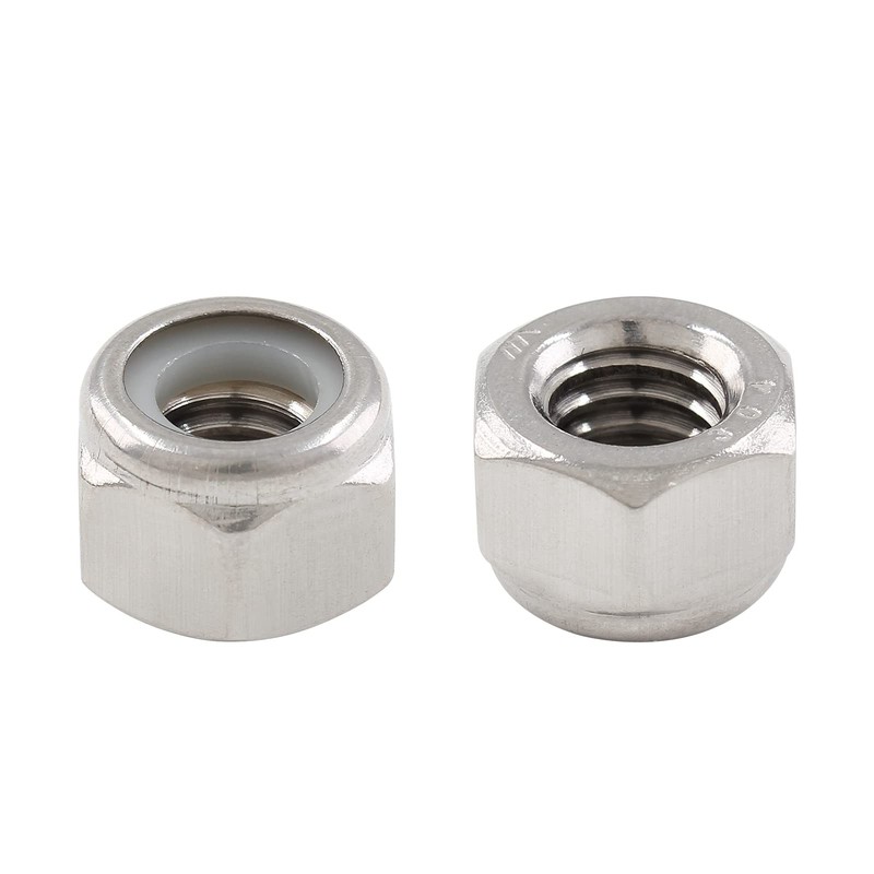 BokWin 50PCS 1/4 20 Nylon Insert Hex Lock Nuts 304 1/4-20（50pcs）, Silver gallery