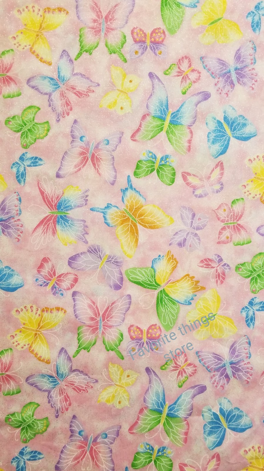 BTHY X 44" W GLITTER BUTTERFLIES INSECTS (PINK) NEW COTTON FABRIC OOP Pretty! gallery