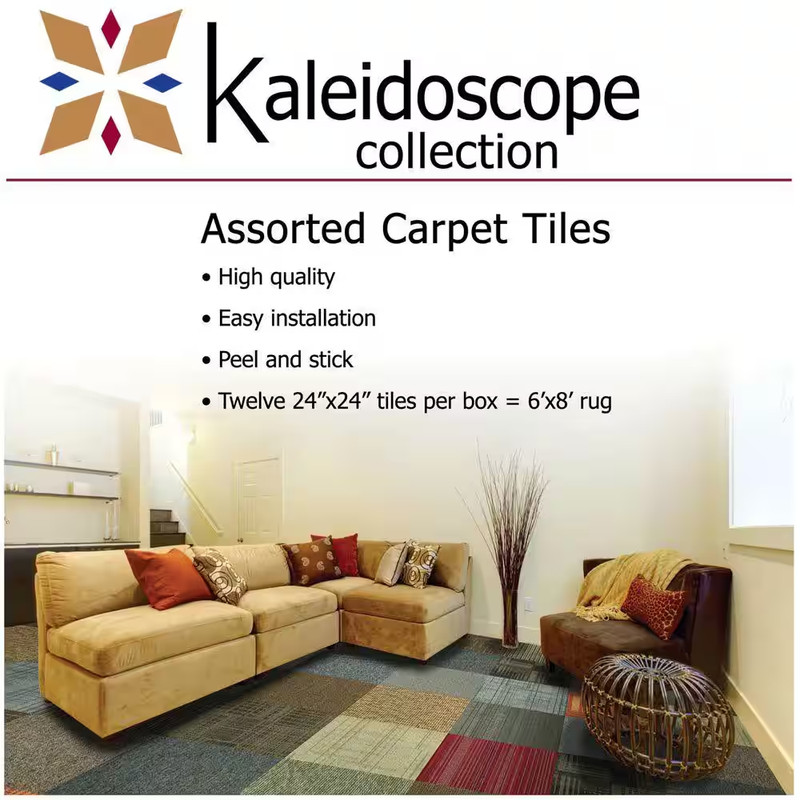 Kaleidoscope - Multi-Colored Commercial/Residential 24 X 24 In. Peel and Stick C gallery