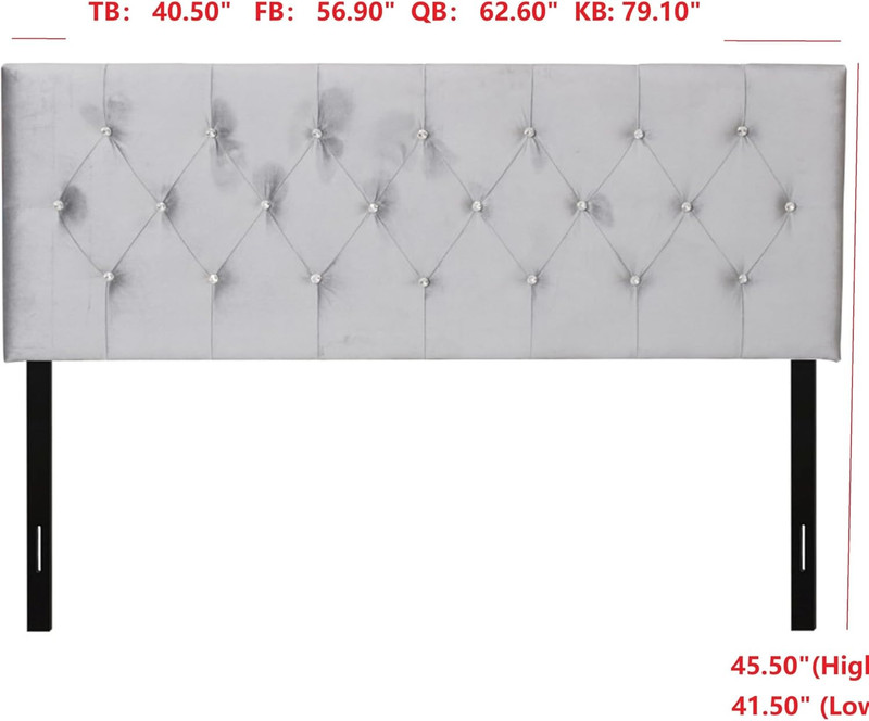 Concetta Full Upholstered Panel Headboard, Diamond Button Tufted gallery