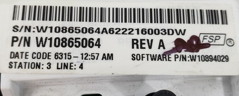 (Same Day Ship) Whirlpool Washer Control W10865064 ⭐ Same Day Ship⭐ gallery