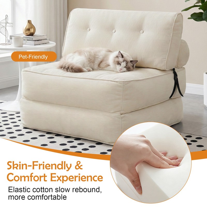 Single Folding Sofa Bed, Convertible Sleeper Chair Bed Couches w/ Dual-Pillow gallery