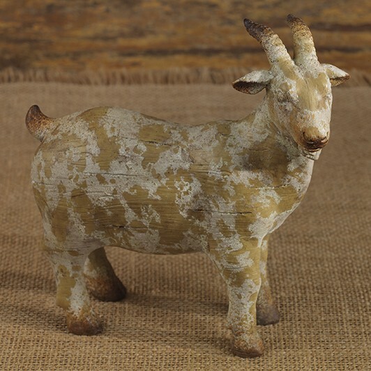 New Primitive AGED RUSTIC GOAT FIGURINE 4" x 5" Statue Figure gallery