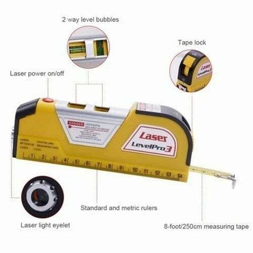 Laser Level Horizontal Vertical Line Measure Measuring Tape Ruler Meter Tool gallery