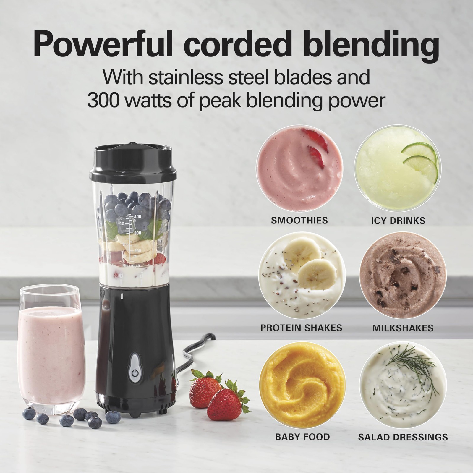 Protein Shake Blender for Smoothies and Frozen Fruits, 14 Oz Travel Cup with Lid gallery