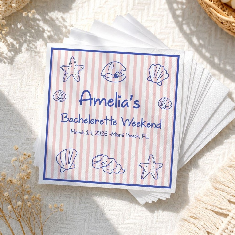 Custom Bachelorette Weekend Napkins Beach Party Decor SATTNA0693