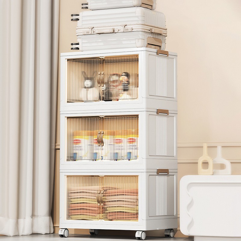 3 Pack 16 Gallon Stackable Storage Bins with Lids & Doors Closet Organizers Box gallery