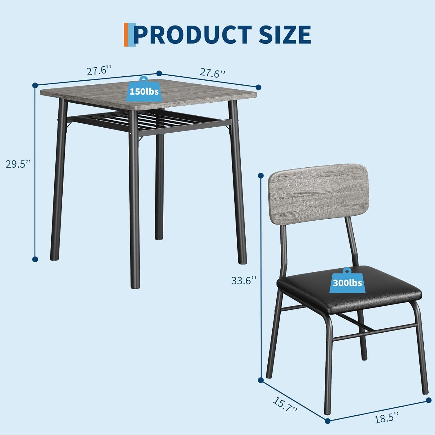 Set for 2 Dining Table Kitchen Table with 2 Chairs for Small Space Apartment gallery