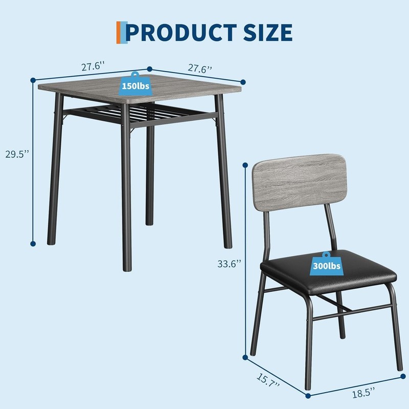 Set for 2 Dining Table Kitchen Table with 2 Chairs for Small Space Apartment gallery