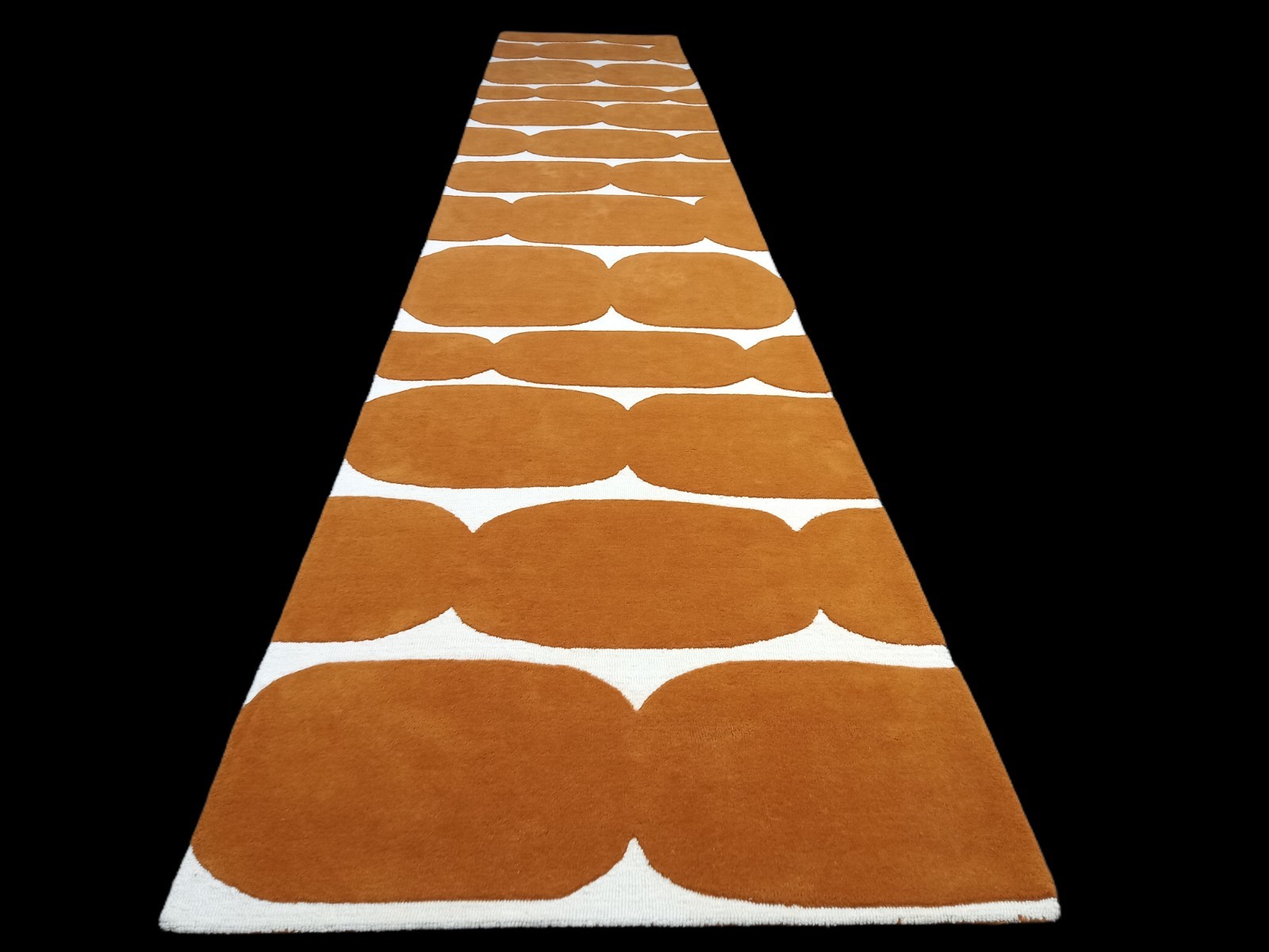 Hand Tufted Loop Cut Pile Runner Rug Orange & Ivory Modern Hallway Carpet gallery