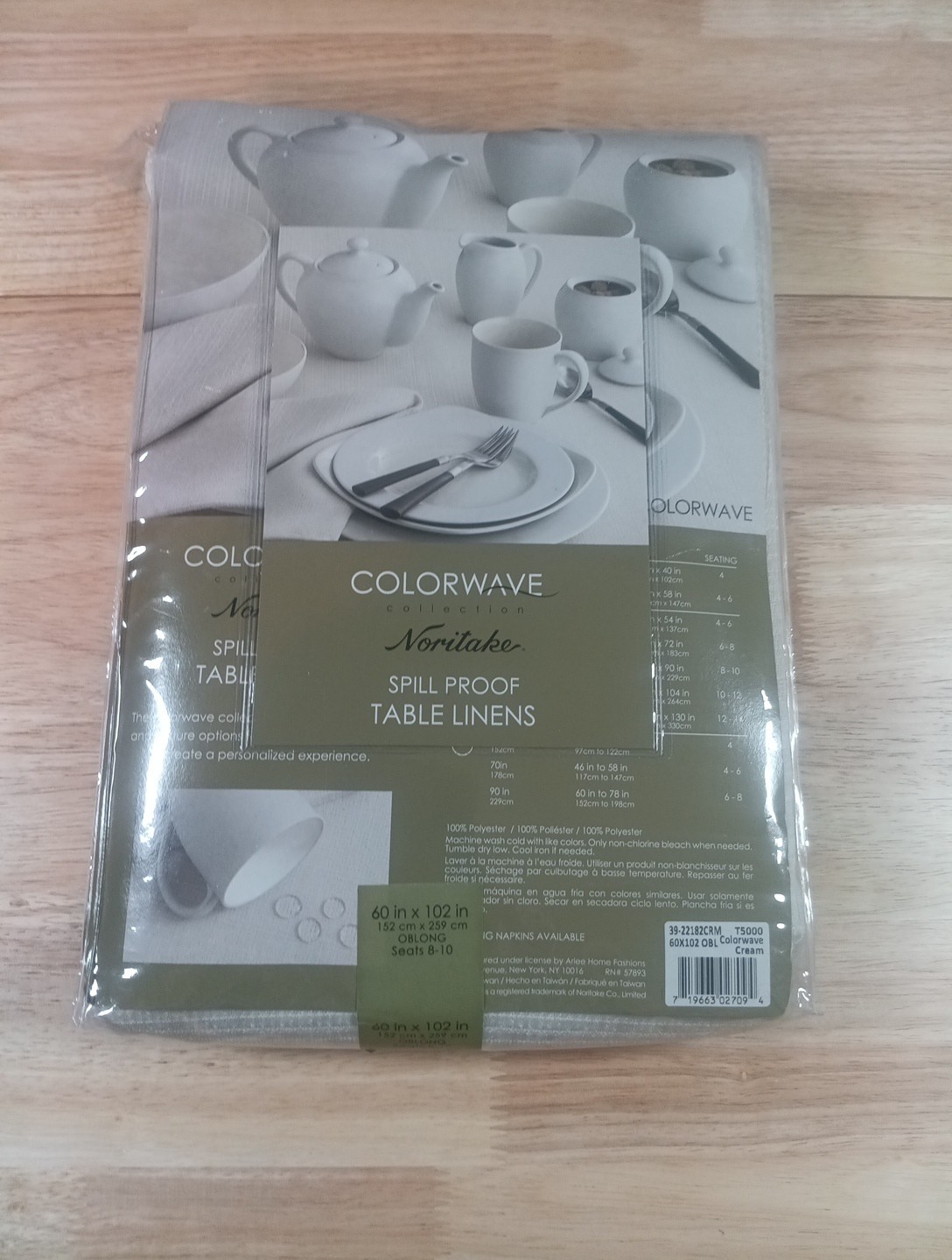 Noritake Colorwave 60" x 102" Oblong Table Linen Cloth Tablecloth Cream New gallery