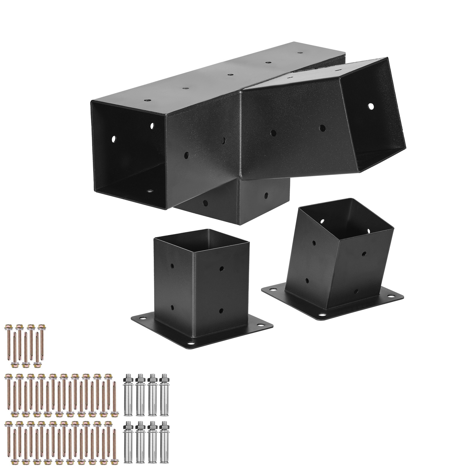 4x4 Inch Pergola Bracket Kit Inner 3.5x3.5 4-Way Slanted Brackets DIY Post gallery