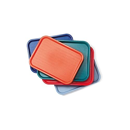 Shatter-Resistant Plastic Cafeteria Fast Food Tray, 14" x 18" - Red gallery