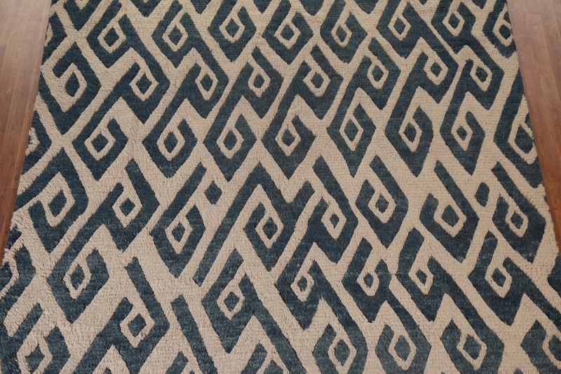 Statement Luxury Geometric Hand-Knotted Moroccan Indian Rug Modern Decor 9x11 ft gallery