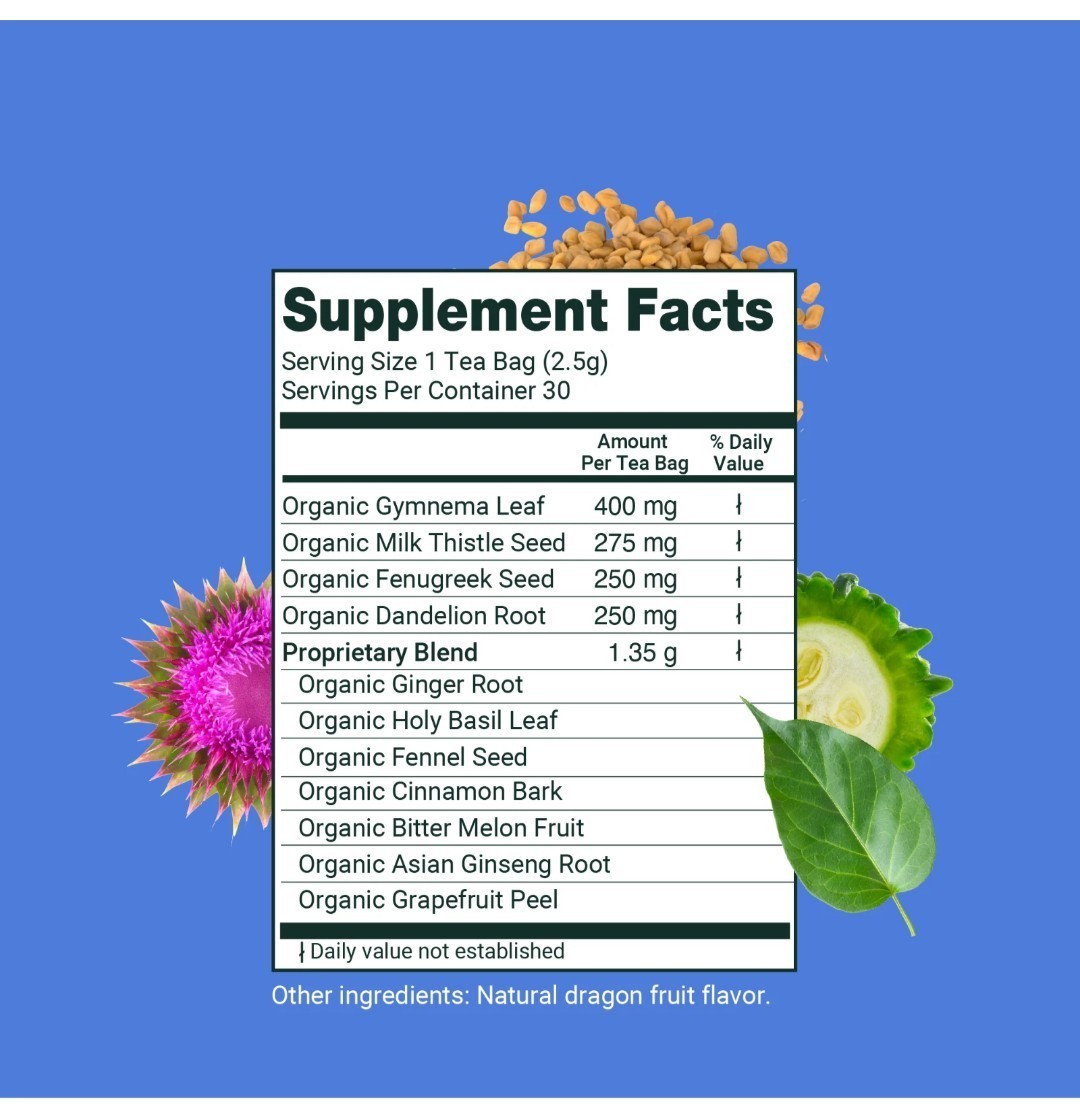 Herbaly Glucose Functional Tea Organic Blood Sugar Wellness, 30 Bags gallery