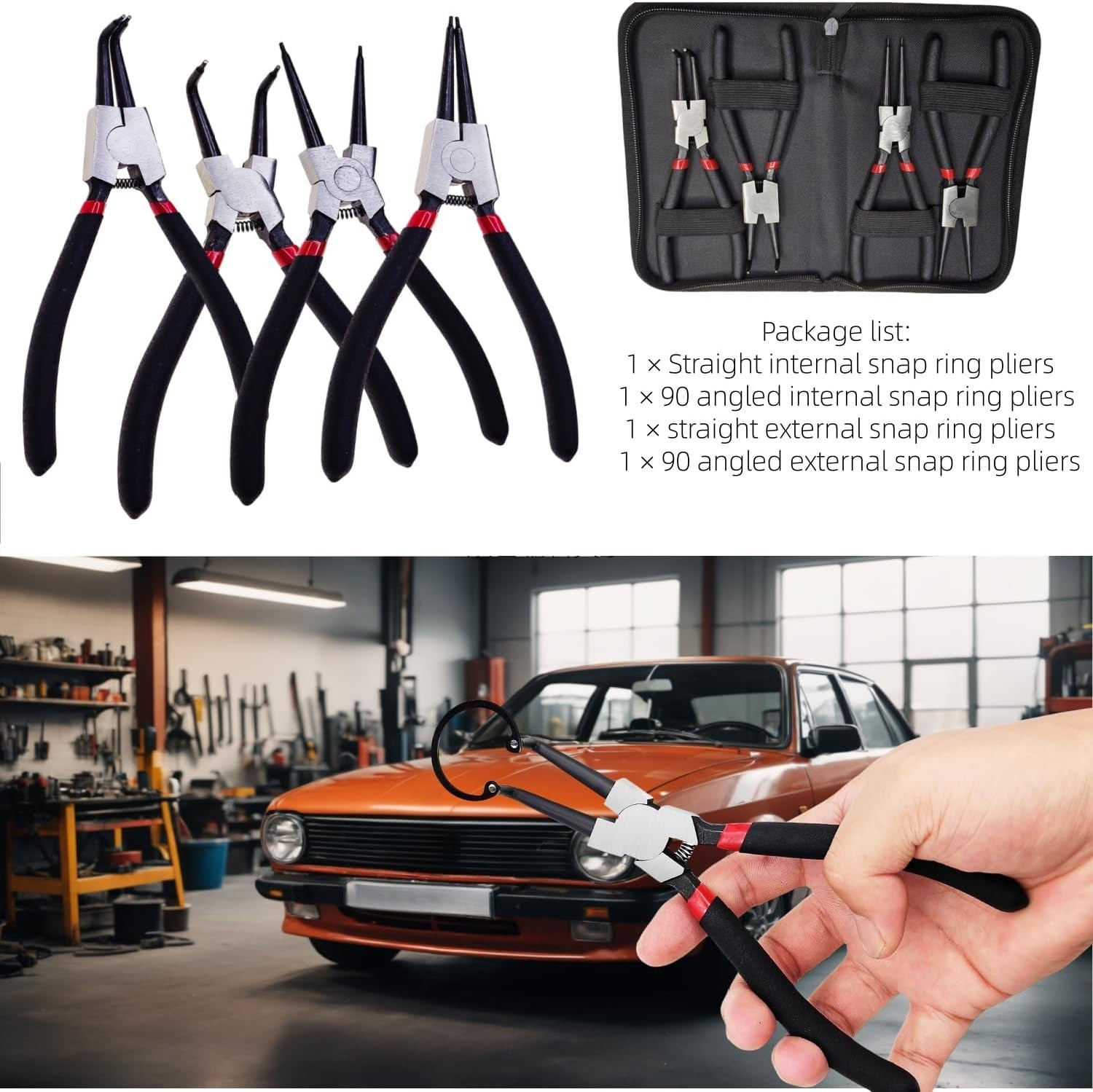 4-Piece Snap Ring Pliers Set - 7 Inches Internal/External Circlip Pliers, Heavy gallery