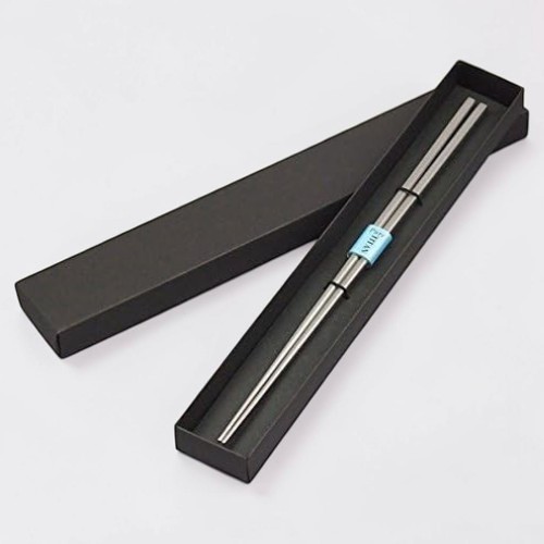 Katsuki Pure Titanium Chopsticks Plain Matte Silver 22.5cm Made in Japan gallery